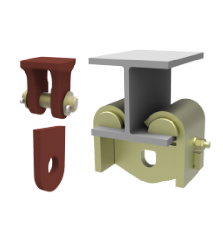 Components for fastening to structures, trapezoids, clamps, sliding substrates